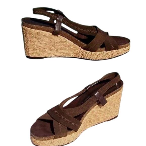 Donald Pliner Brown Suede Leather Mesh Straw Wedge Platform Shoe NIB $235 New